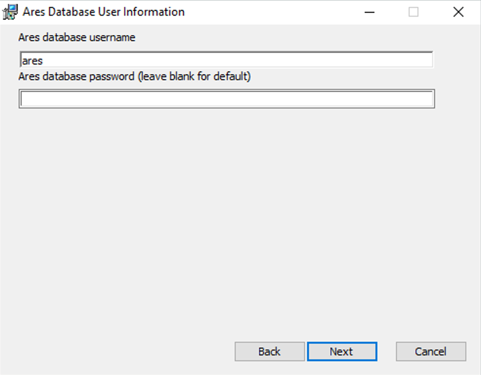 Ares Database User Information